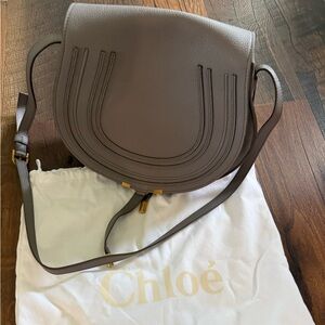 Like New Chloe Medium Marcie Saddle Bag - Grey